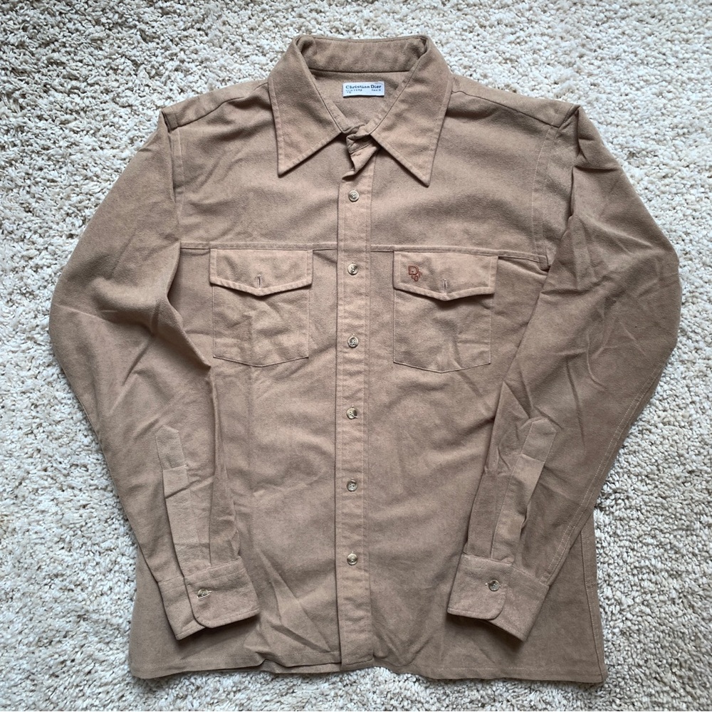 Vintage Christian Dior Brown Long-Sleeve Button Up